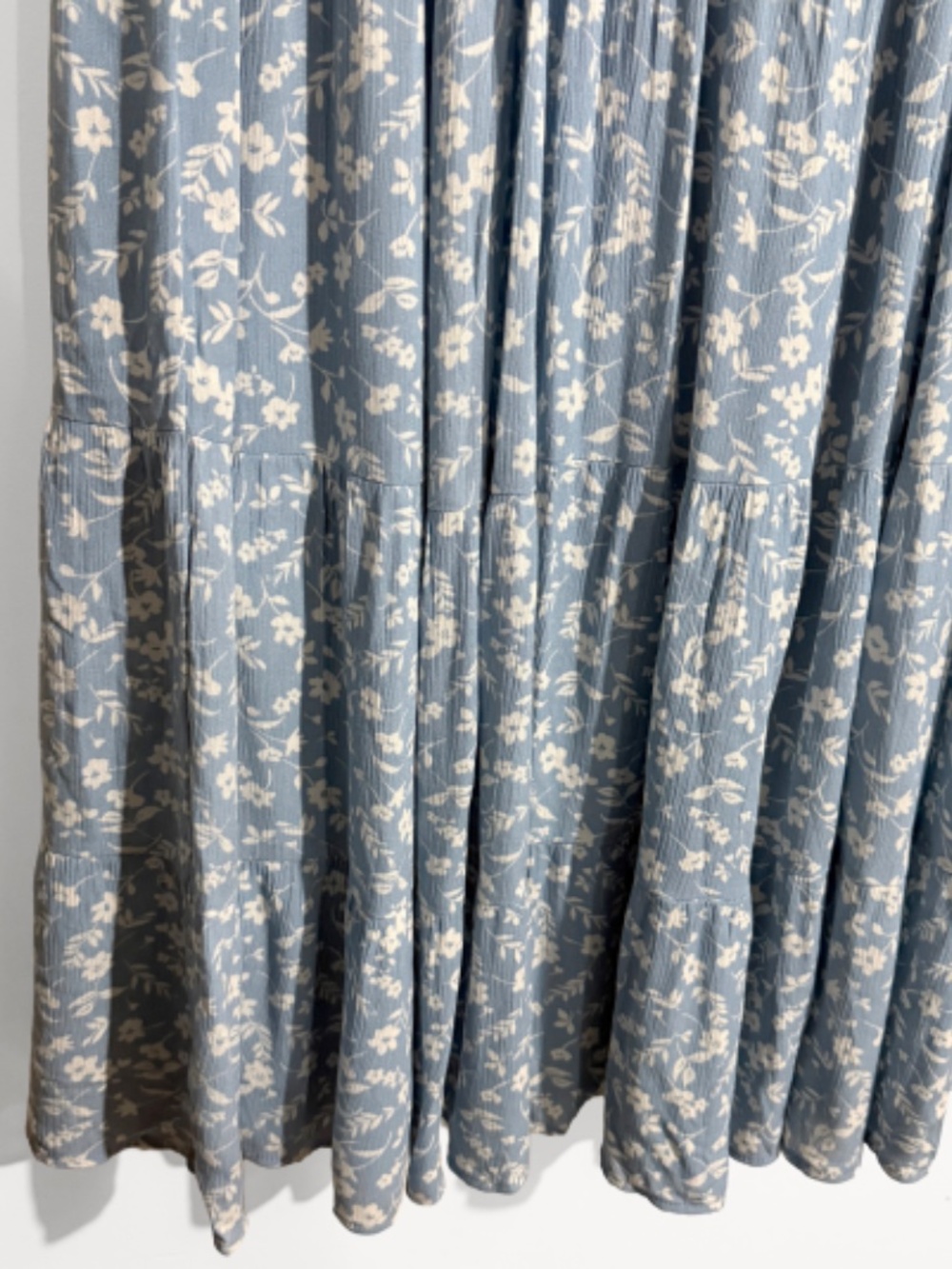 Light Blue Floral Tiered Maxi Skirt - Picture 7 of 12